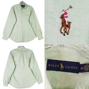 Polo Ralph Lauren Shirt Oxford Button Down Men’s Size Medium M Solid Green LS